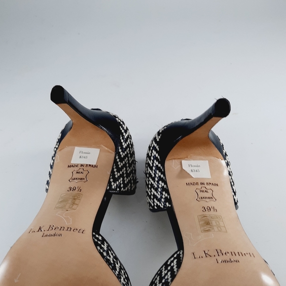 L.K. Bennett London Ladies Black White  Leather Shoe Size 8.5 Made in Spain - Picture 8 of 16